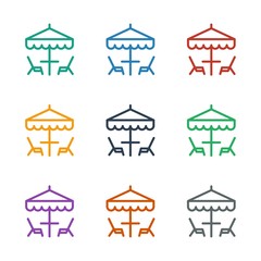 table under umbrella icon white background