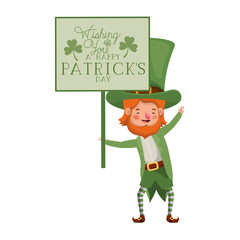wishing you a happy st patricks day label with leprechaun character