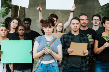 Angry environmentalists protesting for the environment