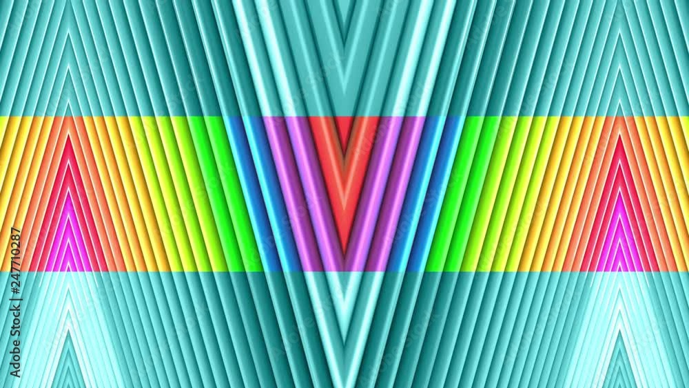 Poster rainbow multicolored stripes move cyclically. abstract 3d seamless bright background in 4k. simple g