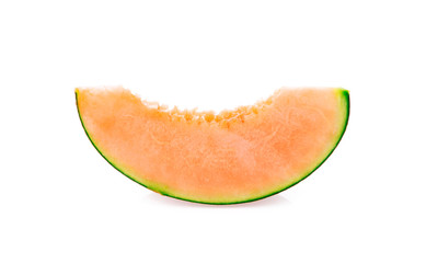 slice of japanese melons on white background