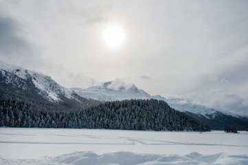 Corvatsch, Silvaplana, Seenplatte, Oberengadin, Alpen, Winter, Wintersport, Graub&uuml;nden, Schweiz