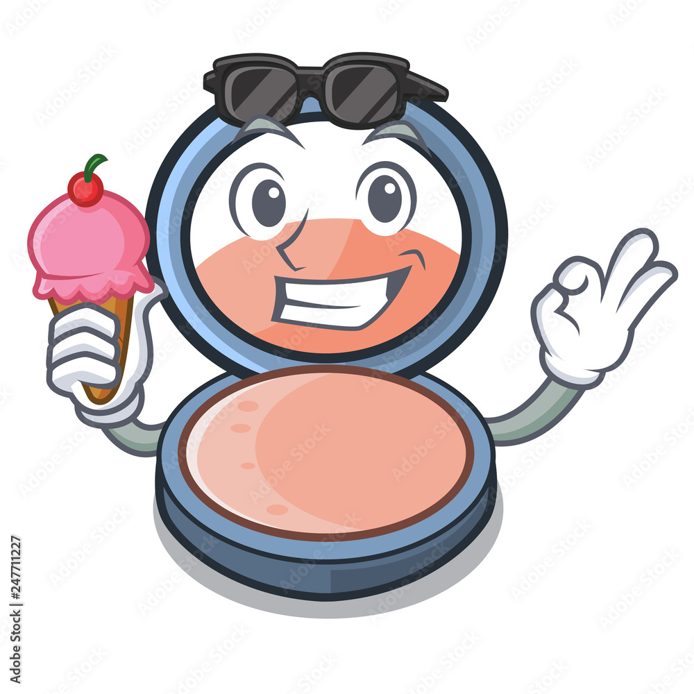 Poster With ice cream blosh on in the shape character