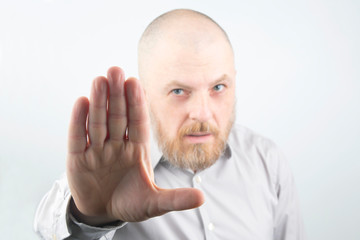 man is pulling forward the open hand