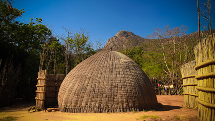 Traditional swati hut at the village near Manzini, Mbabane at Eswatini, former Swaziland