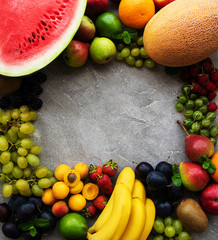 Fresh summer fruits and berries