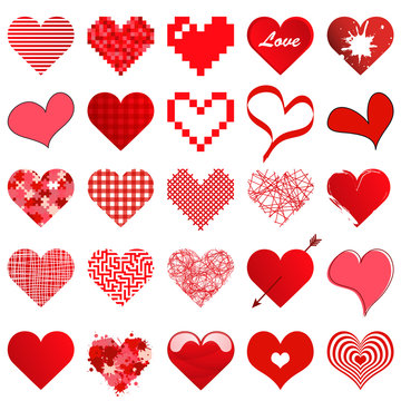 collection different loving valentine hearts