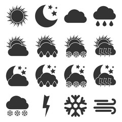 Set of sixteen Weather Icons