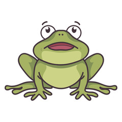 frog cartoon sitting on white background