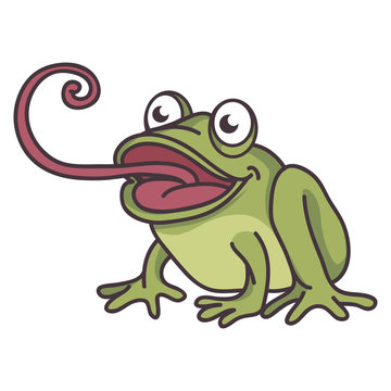 cute frog cartoon sticking tongue out