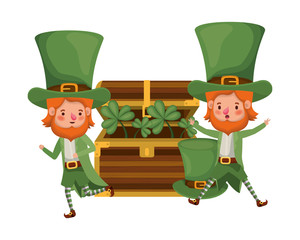 leprechauns with chest and coins character