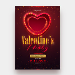 Marquee lighting heart shape with glitter text of Valentine's Day for template for flyer design.