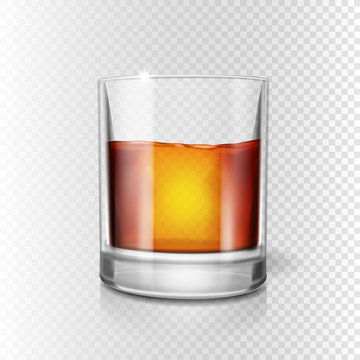 Scotch whiskey or rum, brandy shot glass, Realistic illustration