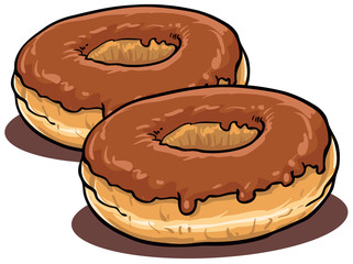 Tasty vector donuts with chocolate glaze - Vector