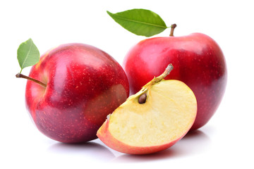 Red apples on white background