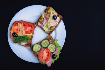 The concept of healthy eating. Organic Toasts on Healthy Breakfast