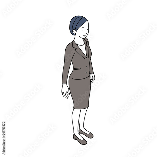 ビジネスウーマン 全身 立つ イラスト アイソメ Wall Mural Matsu