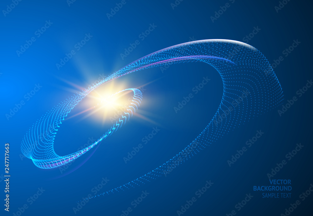 Poster abstract science design with dots and lines. galaxy spyral background. vector illustration.