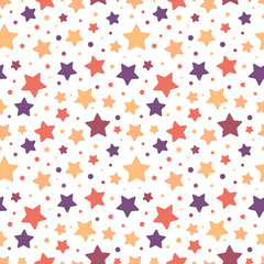 Funny colorful stars vector seamless pattern.