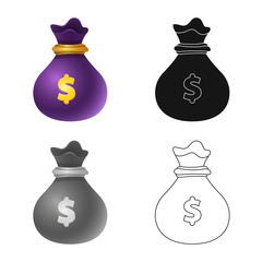 Vector design of bank and money symbol. Set of bank and bill stock vector illustration.