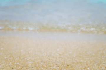 Fototapeta na wymiar Blur Beach in summer with sun light and bokeh.