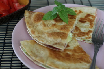 A plate with quesadillas