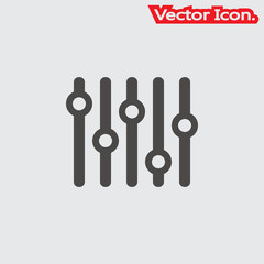 Filter control settings icon isolated sign symbol and flat style for app, web and digital design. Vector illustration.