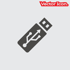 Flash drive Icon isolated sign symbol and flat style for app, web and digital design. Vector illustration.