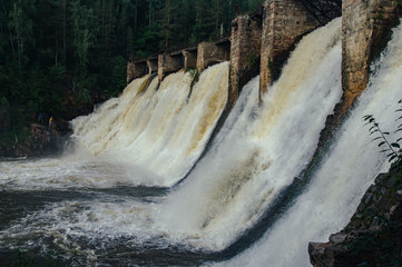 Old dam on a mountain river
