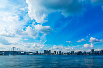 Naklejka premium (東京都ｰ都市風景)海浜公園から望むウォーターフロント風景２