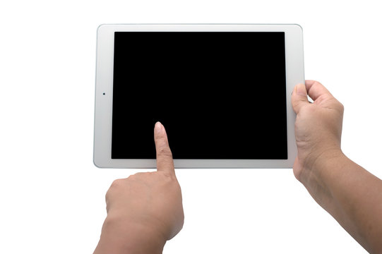 White digital tablet in hand and white isolate - Images
