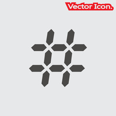 Hashtag icon isolated sign symbol and flat style for app, web and digital design. Vector illustration.
