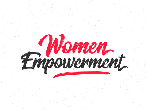 Calligraphic Text Women Empowerment In Red And Black Color.