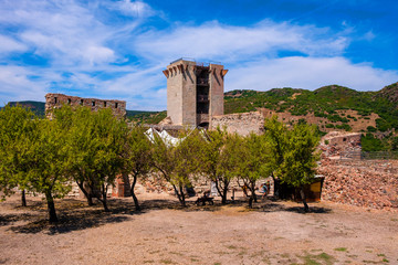 Bosa, Sardinia, Italy - Main tower - Torre Maestra - of the Malaspina Castle, known also as Castle...