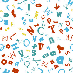 Letters, alphabet, education, school concept. Seamless vector EPS 10 pattern. Flat style