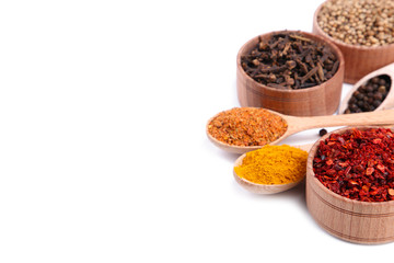 Spices mix isolated on a white background. Top view