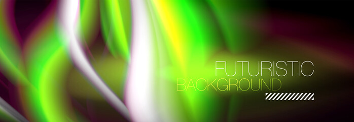 Fluid color neon wave lines background, neon liquid color futuristic paint template