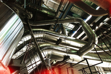 Industrial zone, Steel pipelines, valves and ladders