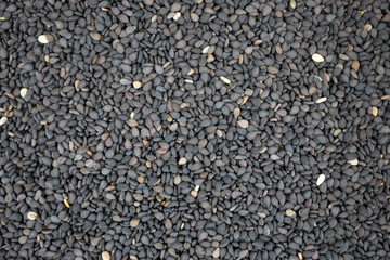 Black sesame seed close up.