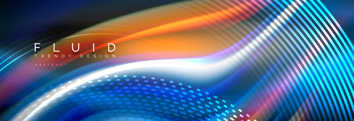 Fluid colors mixing glowing neon wave background, holographic texture