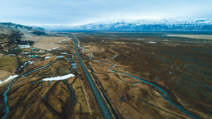 Luftbild der Landschaft in Island