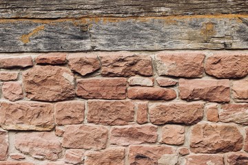 old brick wall with old wood