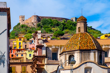 Bosa, Sardinia, Italy - Bosa Cathedral - Duomo di Bosa - at the Piazza Duomo square by the Temo...