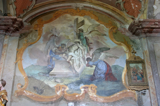 Fresco painting on the ceiling of the church