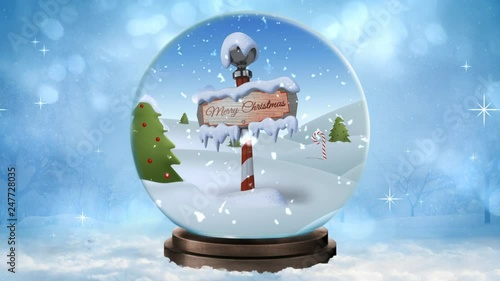 “North Pole Merry Christmas Snow Globe 4K Loop features a Snow Globe in