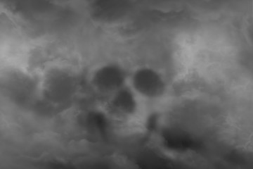 Scary skull from a cloud of smoke, concept of horror and Halloween