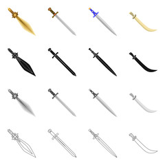 Naklejka premium Vector illustration of game and armor icon. Set of game and blade stock vector illustration.