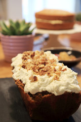 Homemade carrot cake for party.