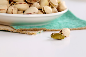 pistachios on a white background