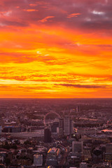 Naklejka na ściany i meble Beautiful Sunset and view of London Cityscape from the Shard Building 